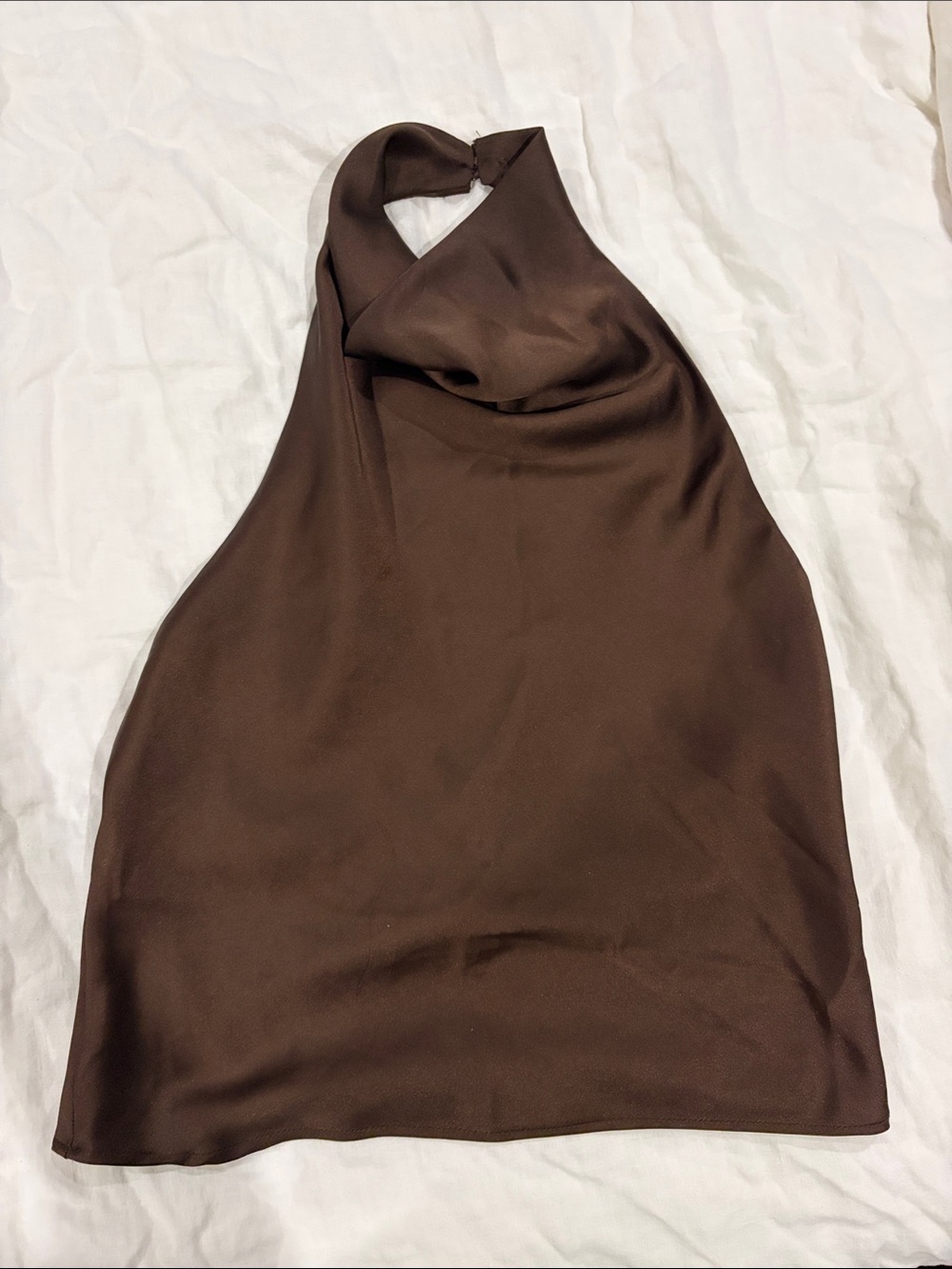Zara Brown Halter Satin Effect Blouse